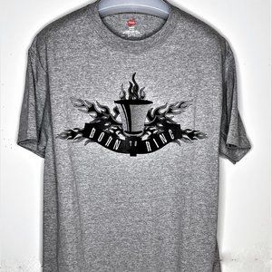 Hanes Tagless Sz Med "Born to Ring" Art Work Tee Shirt Short Sleeve Cotton #0567